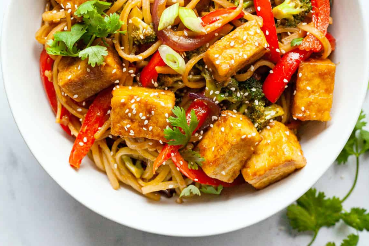 tofu, veggie and noodles for a stir fry recipes