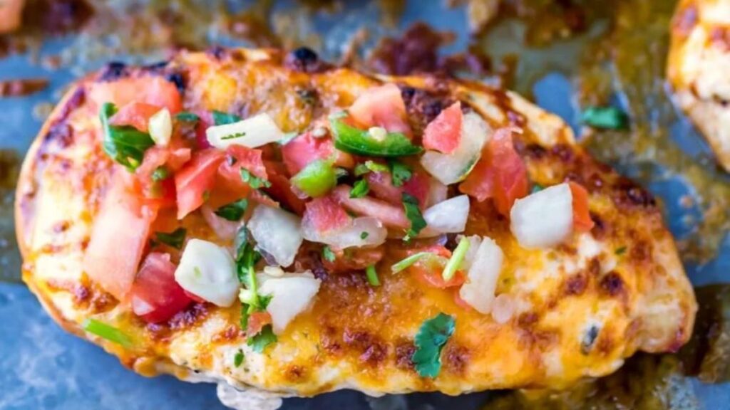 cheesy chicken with salsa over top. Chili's Copycat Recipes